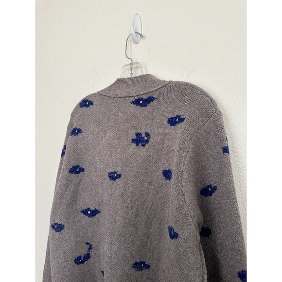 Ader Error Oversized Floral Jacquard Cardigan Gray Size Medium Step Hem Buttons - Picture 12 of 12
